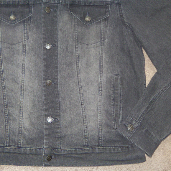 New Mens Arizona Denim Trucker Jacket Washed Black - Picture 6 of 6